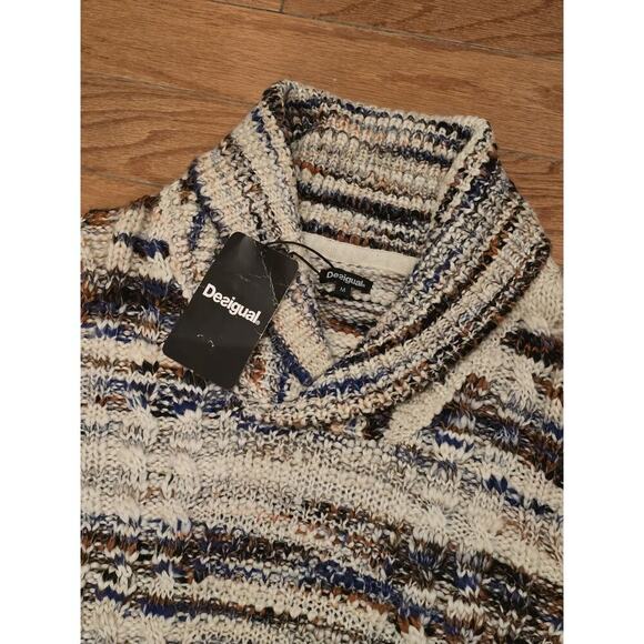 NWT Desigual Men's Unisex Desigual Chimney Neck Sweater - Multicolor Cable Knit - Picture 4 of 9